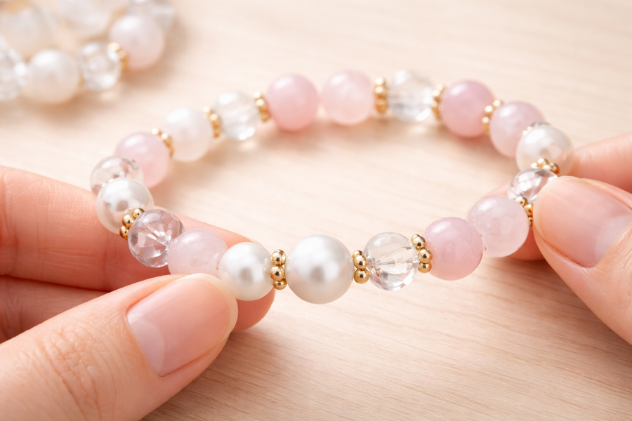 Cacher le nœud dans une perle sur bracelet élastique