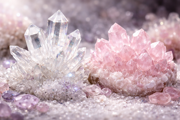 Cristal de Roche et Quartz Rose