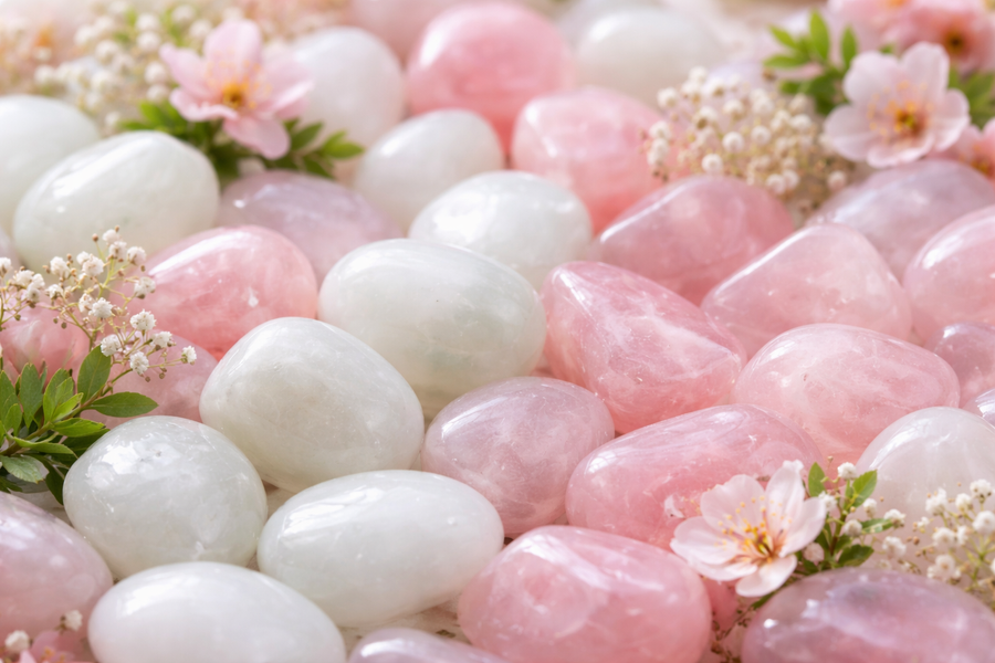 Association Jade blanc et Quartz rose
