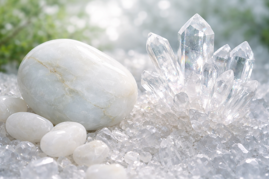 Association Jade blanc et Cristal de roche