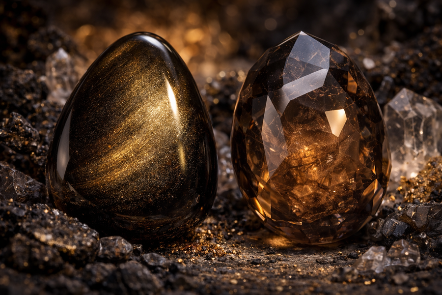 Obsidienne dorée et Quartz fumé