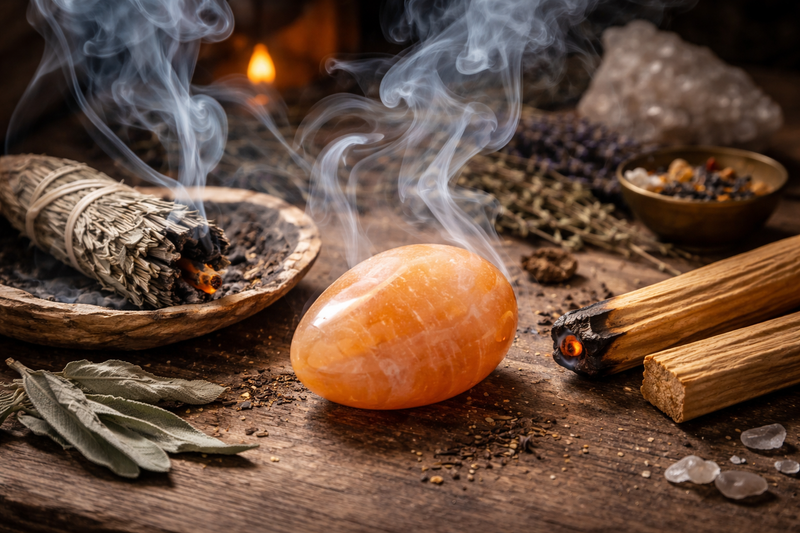 Purification par fumigation de la Pierre de Lune Orange