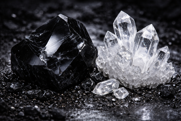 Obsidienne Noire et Cristal de roche