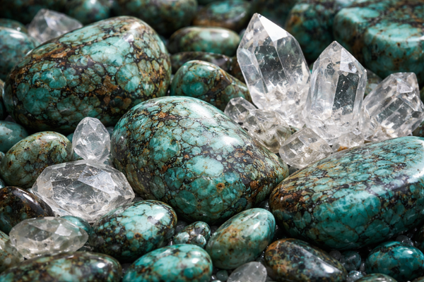 Turquoise Africaine et Cristal de Roche