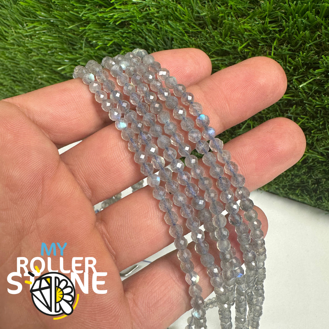 Perle labradorite facettée 5A - 1 ligne / 4 MM - Perles