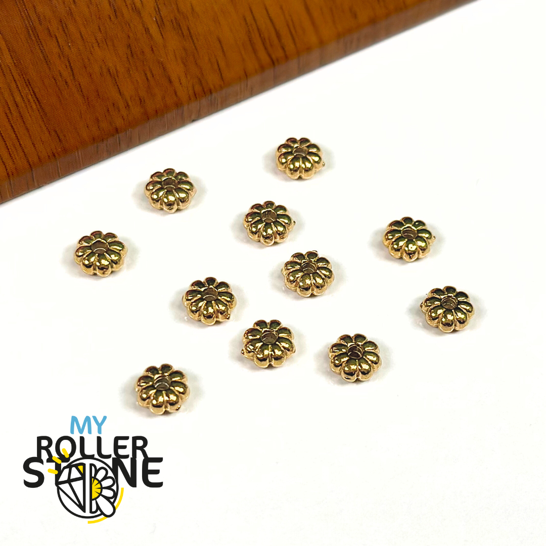 Perles d'espacement en acier inoxydable motif fleur (Deux couleurs)