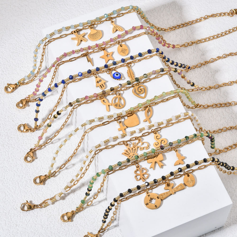 Bracelet Bohème Multi-Rangs en Pierres Naturelles