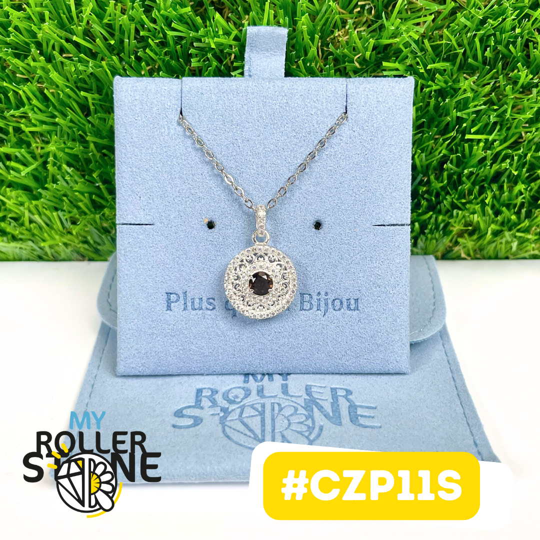 Pendentif Argent 925 Quartz fumé facetté #CZP11S