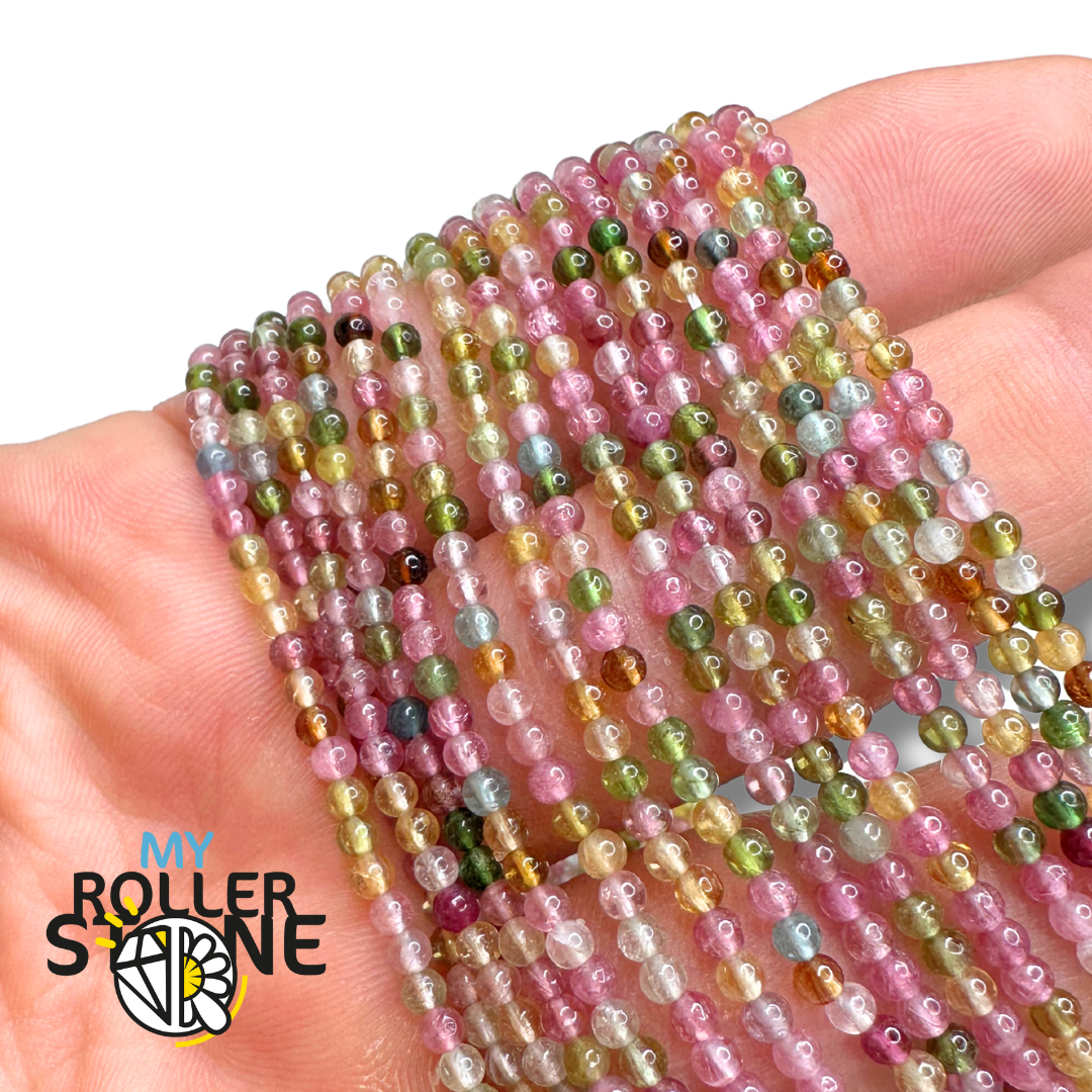 Perle Tourmaline multicolore 8A en 3mm