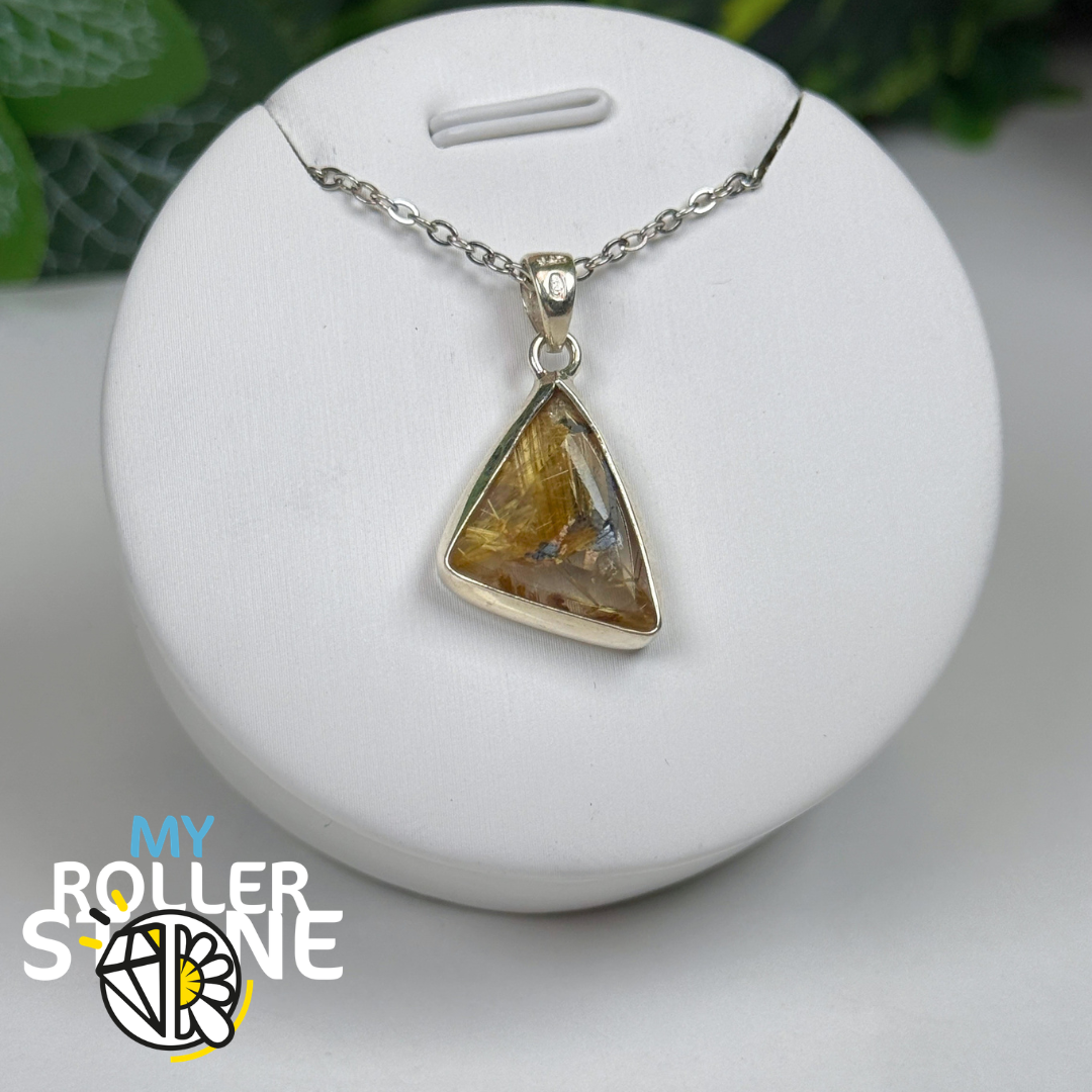 Pendentif en Quartz à Rutile Doré et Hématite #2