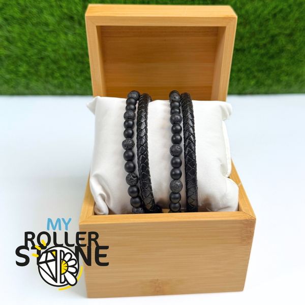 Bracelet My Roller Stone en cuir PU et pierre de lave