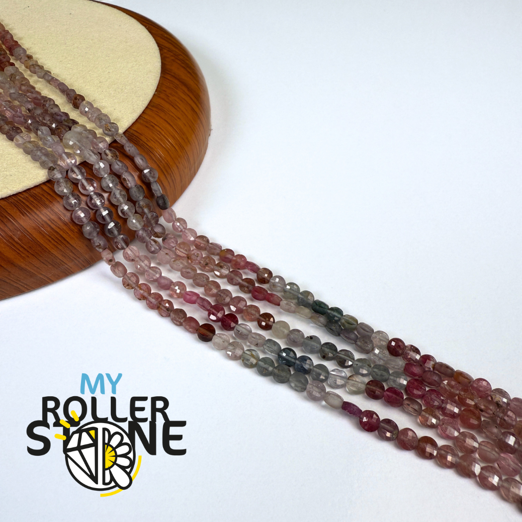 Perles de Spinelle Multicolore facettées – forme palet (coin)