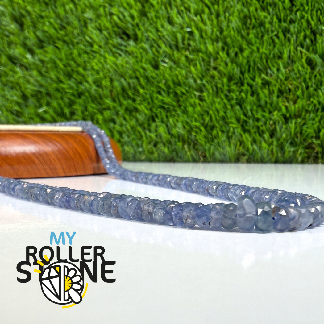 Perles de Saphir Bleu de Birmanie facettées – Fil de perles graduées