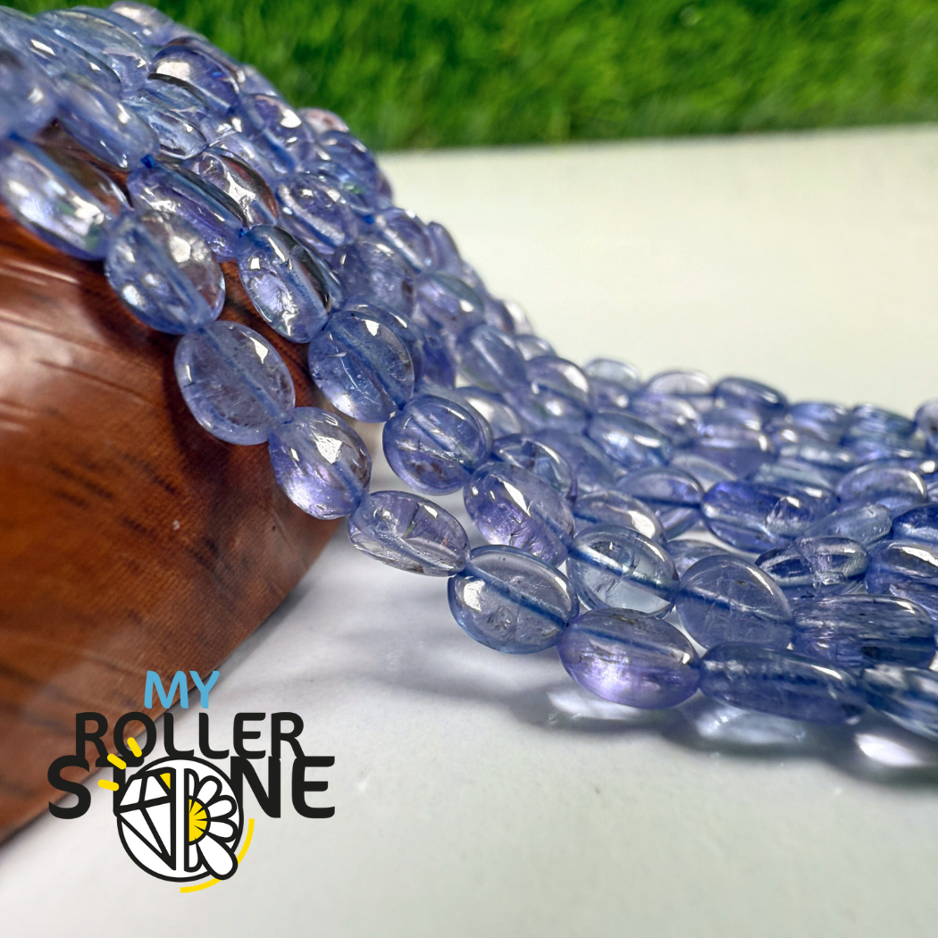 Perles de Tanzanite lisses – forme ovale -3,9 × 4,5 mm