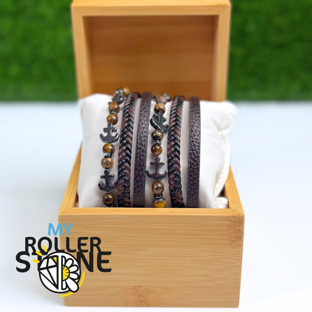 Bracelet Cuir Ancre Oeil de Tigre