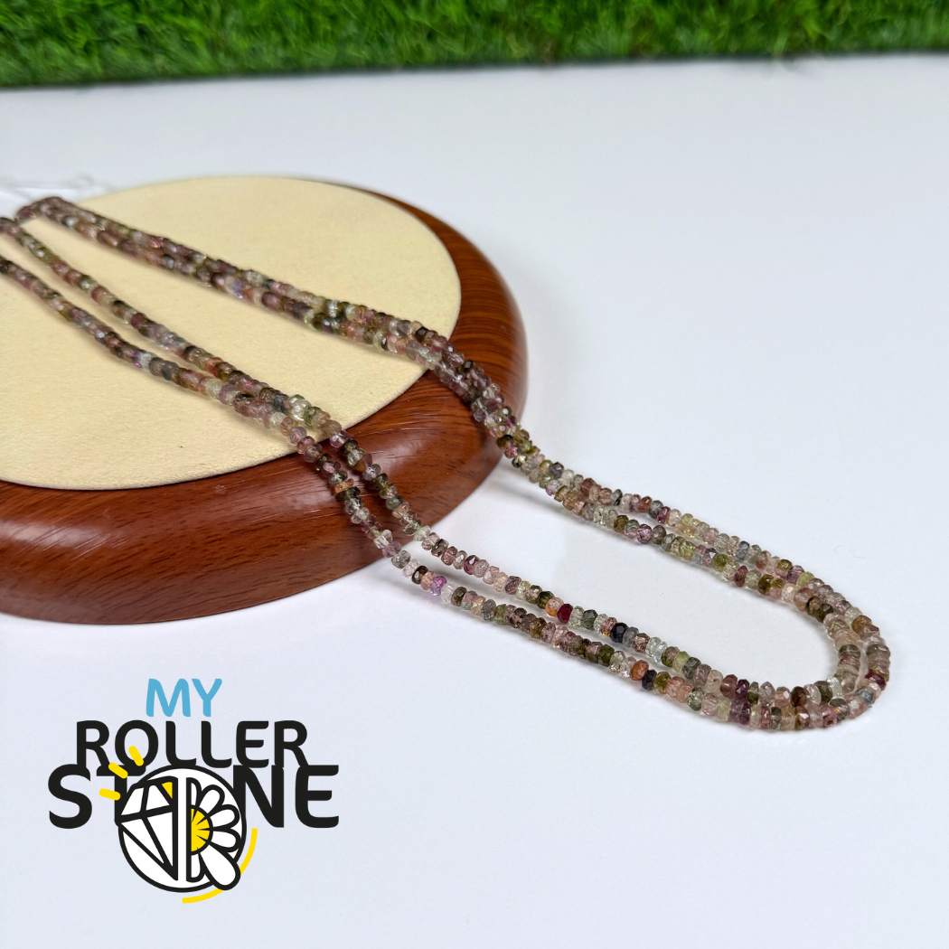 Perles de Tourmaline Pastèque,Bi-color facettées – Fil de perles graduées