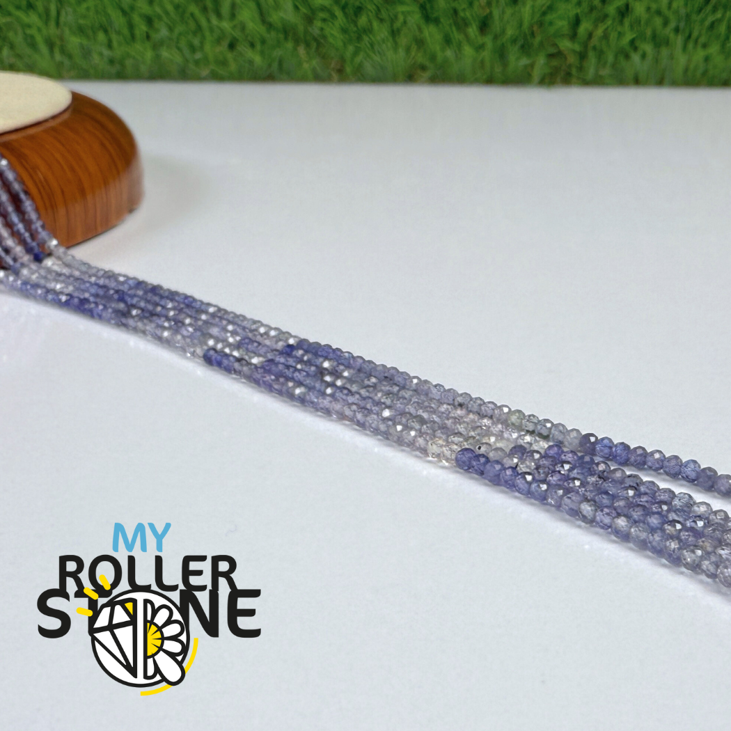 Perles de Tanzanite dégradées micro-facettées – forme rondelle