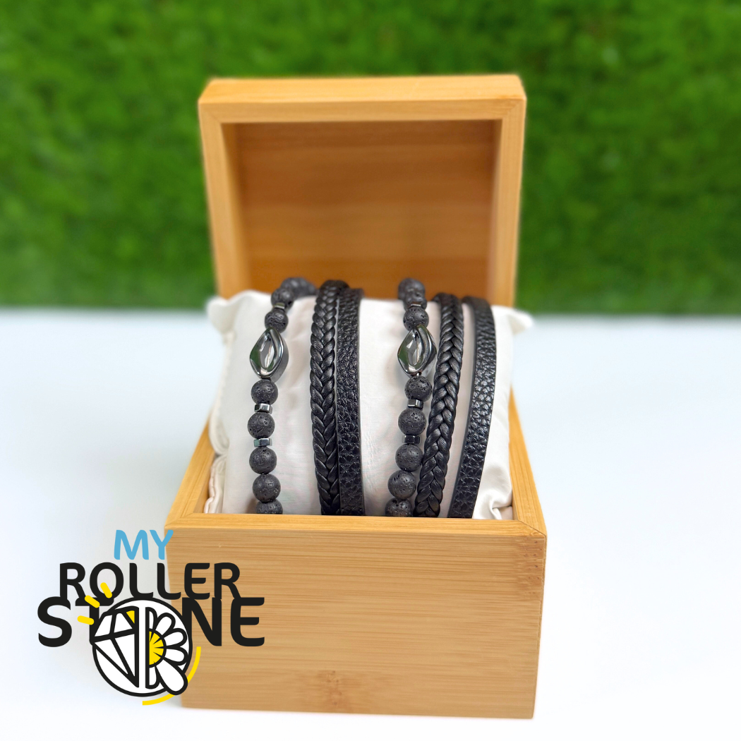 Bracelet losange en pierre de lave