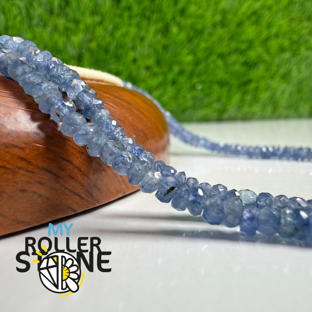 Perles de Saphir Bleu de Birmanie facettées – Fil de perles graduées