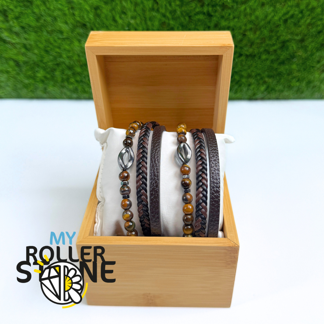 Bracelet Cuir Losange Oeil de Tigre