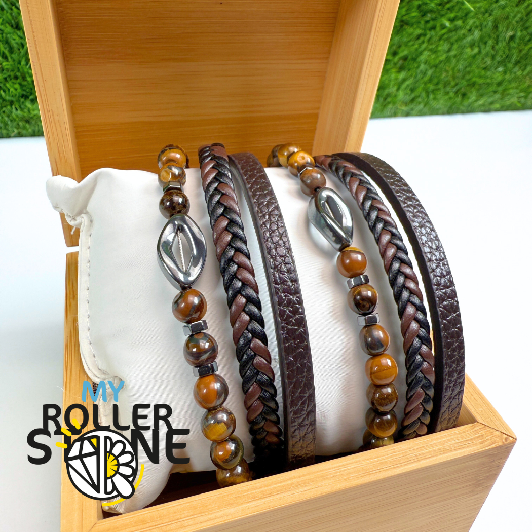 Bracelet Cuir Losange Oeil de Tigre