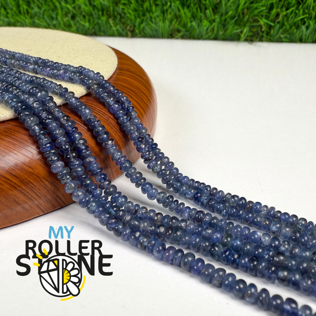 Perles de Saphir Bleu de Birmanie lisses – 3 à 4,3 mm - Fil de perles graduées