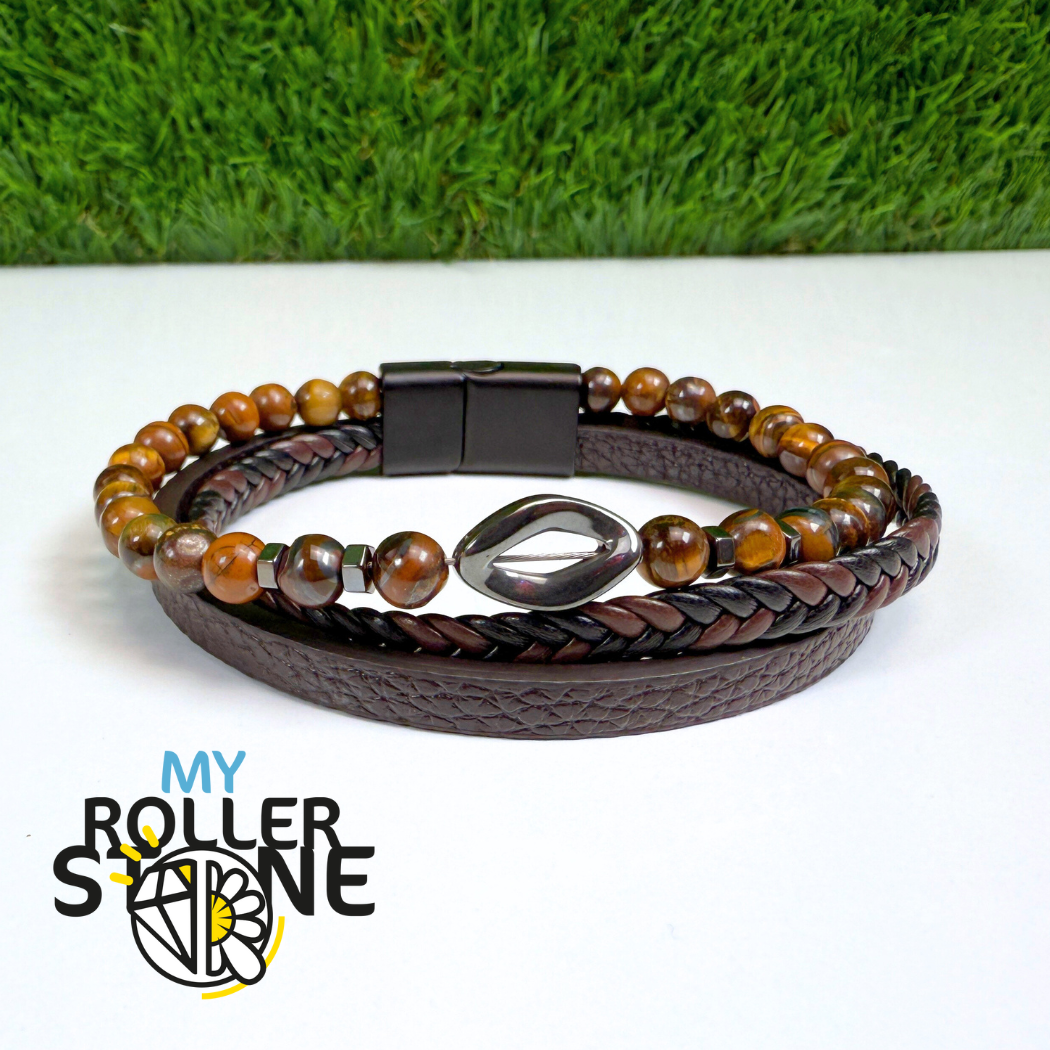 Bracelet Cuir Losange Oeil de Tigre