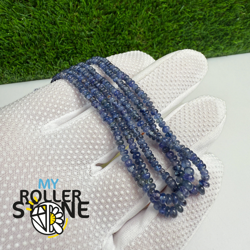 Perles de Saphir Bleu de Birmanie lisses - 2,5 à 4,4 mm - Fil de perles graduées