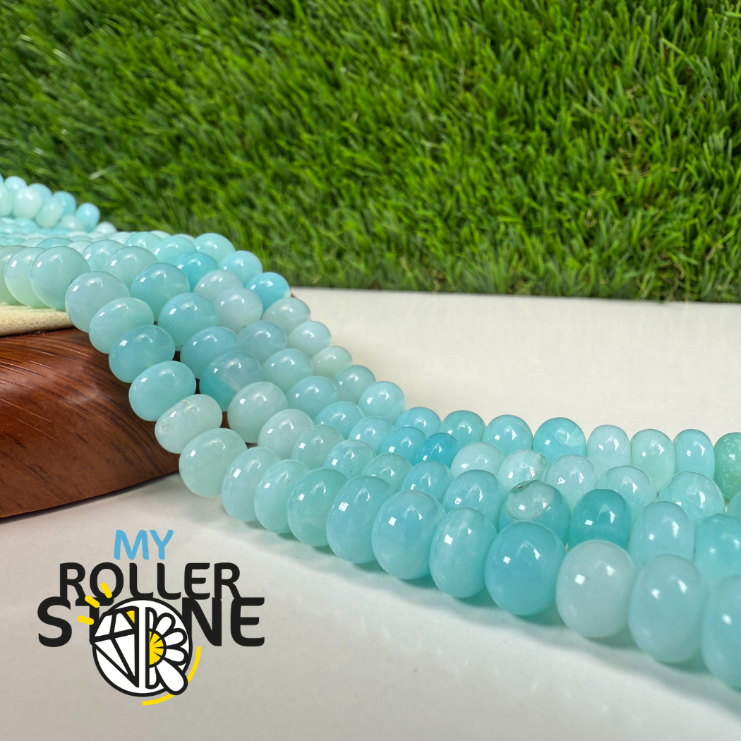 Perles d’Opale Bleue lisses – forme rondelle