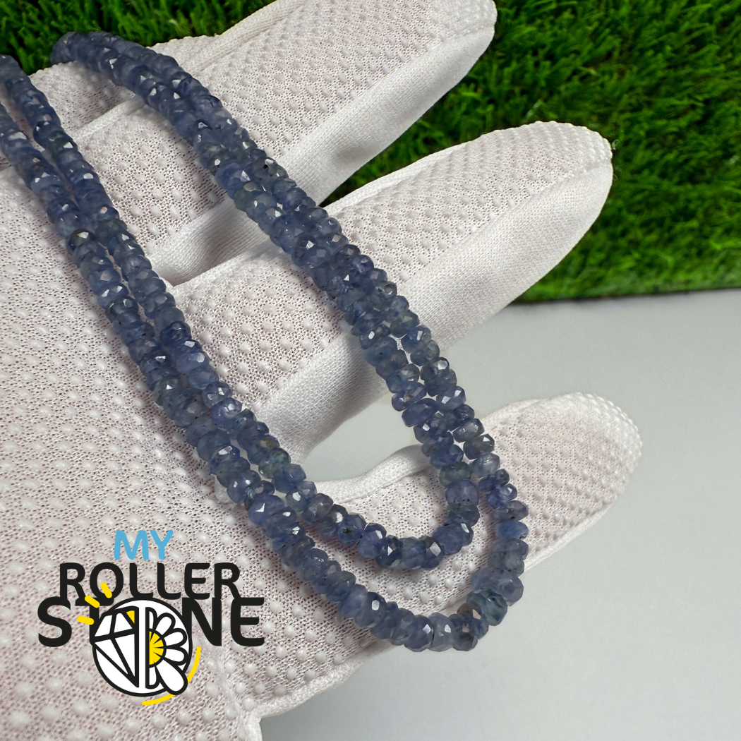 Perles de Saphir Bleu de Birmanie facettées – forme rondelle