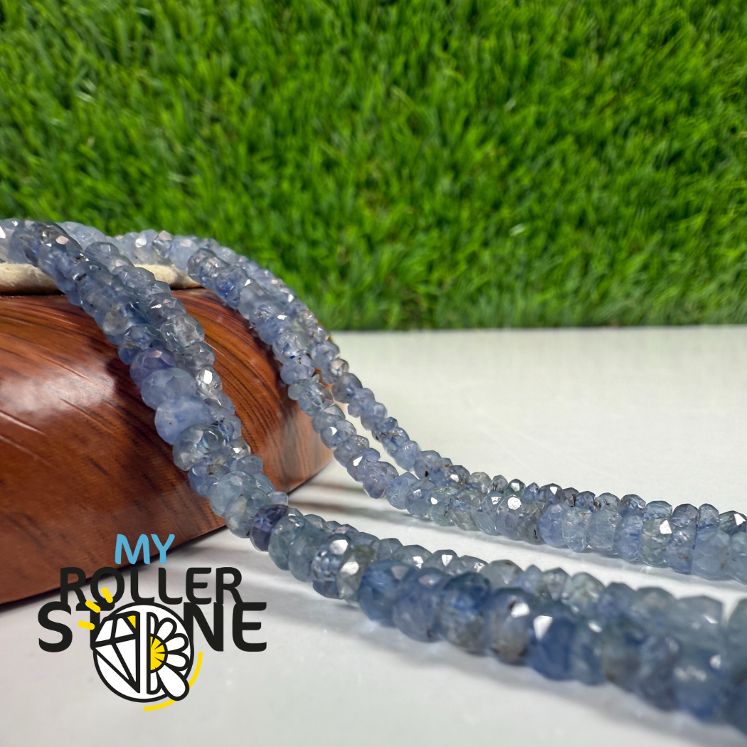 Perles de Saphir Bleu de Birmanie facettées – forme rondelle