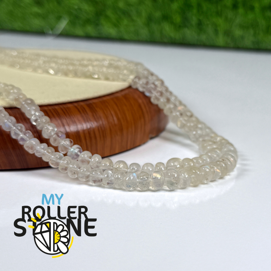 Perles de Pierre de Lune Arc-en-Ciel de Madagascar – Fil de perles graduées