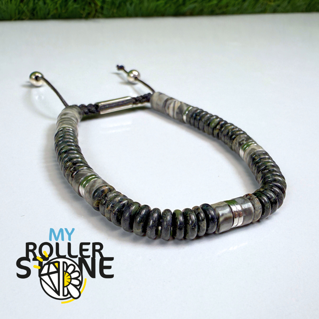 Bracelet Jaspe Kambaba et Jaspe picasso noir