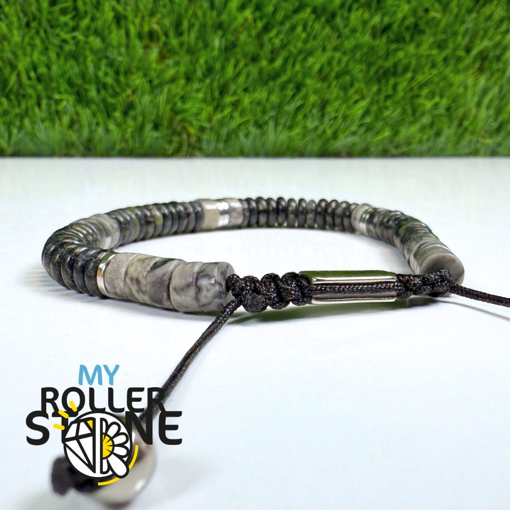 Bracelet Jaspe Kambaba et Jaspe picasso noir