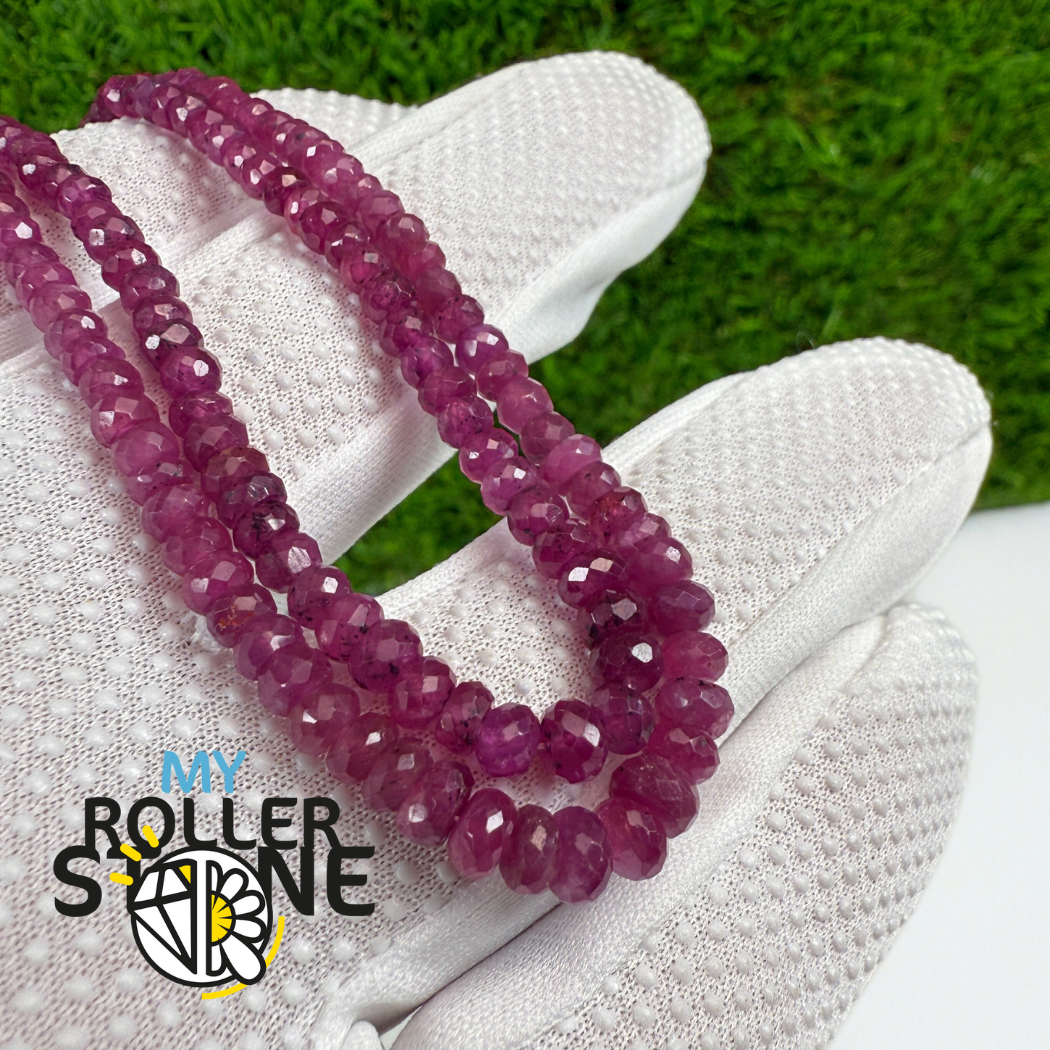 Perles de Rubis facettées – Fil de perles graduées