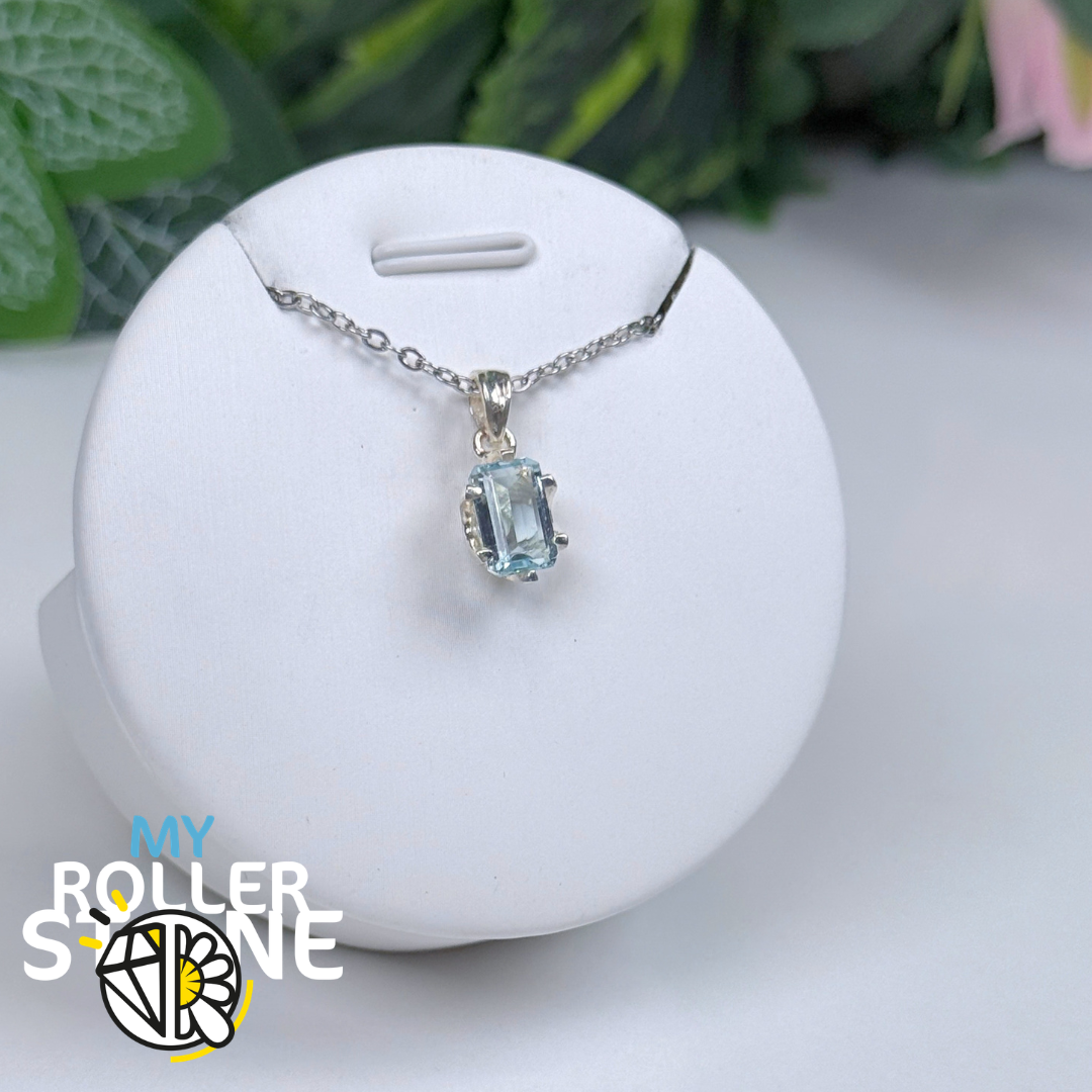 Pendentif Aigue-Marine du Brésil et Argent 925 #8