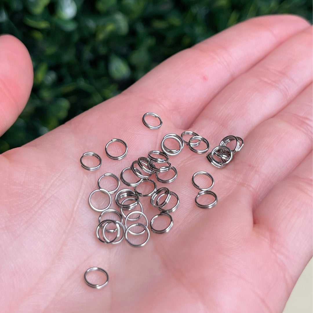 Anneau de Saut à Double Boucle Acier Inoxydable Argenté