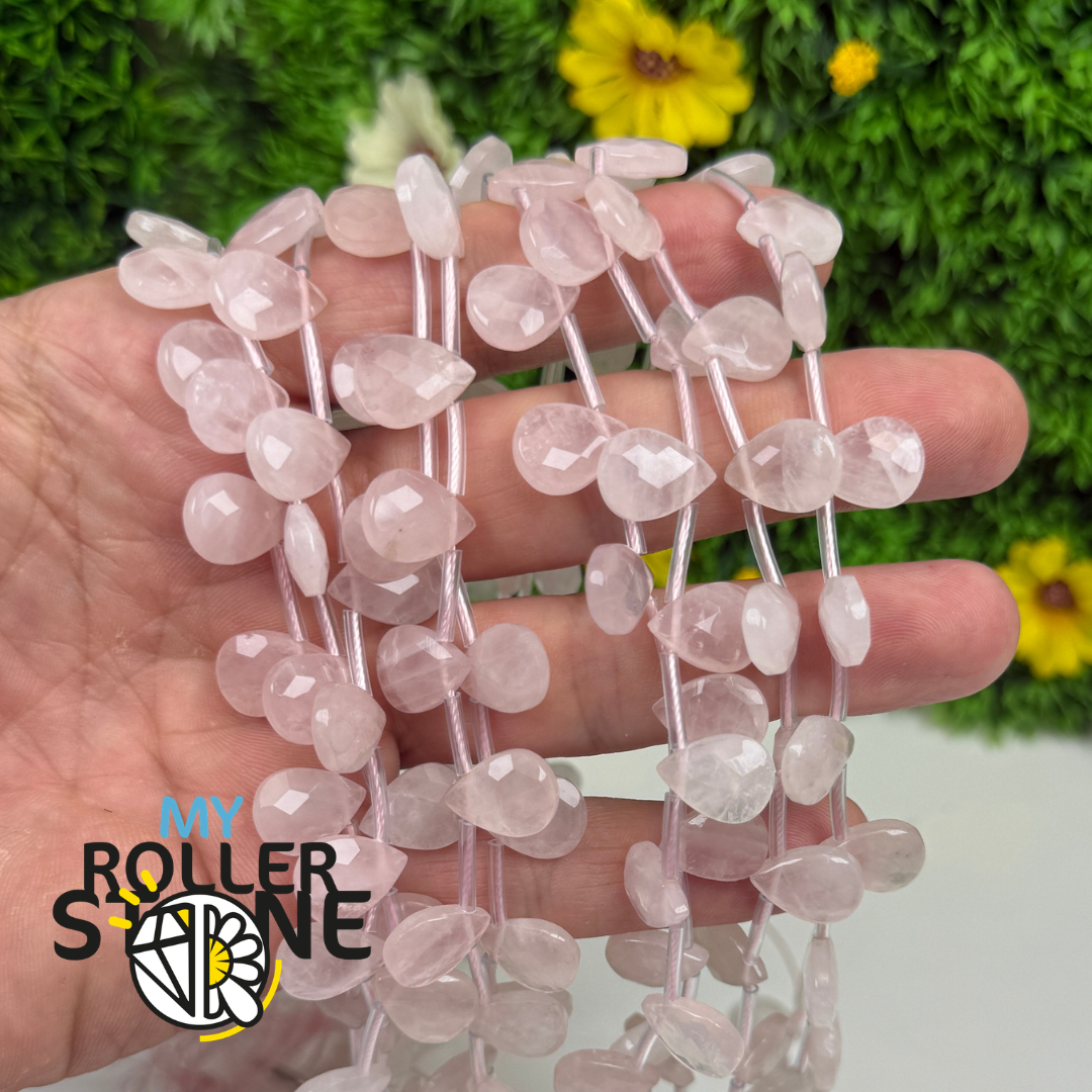 Perle Goutte Facettée Quartz Rose