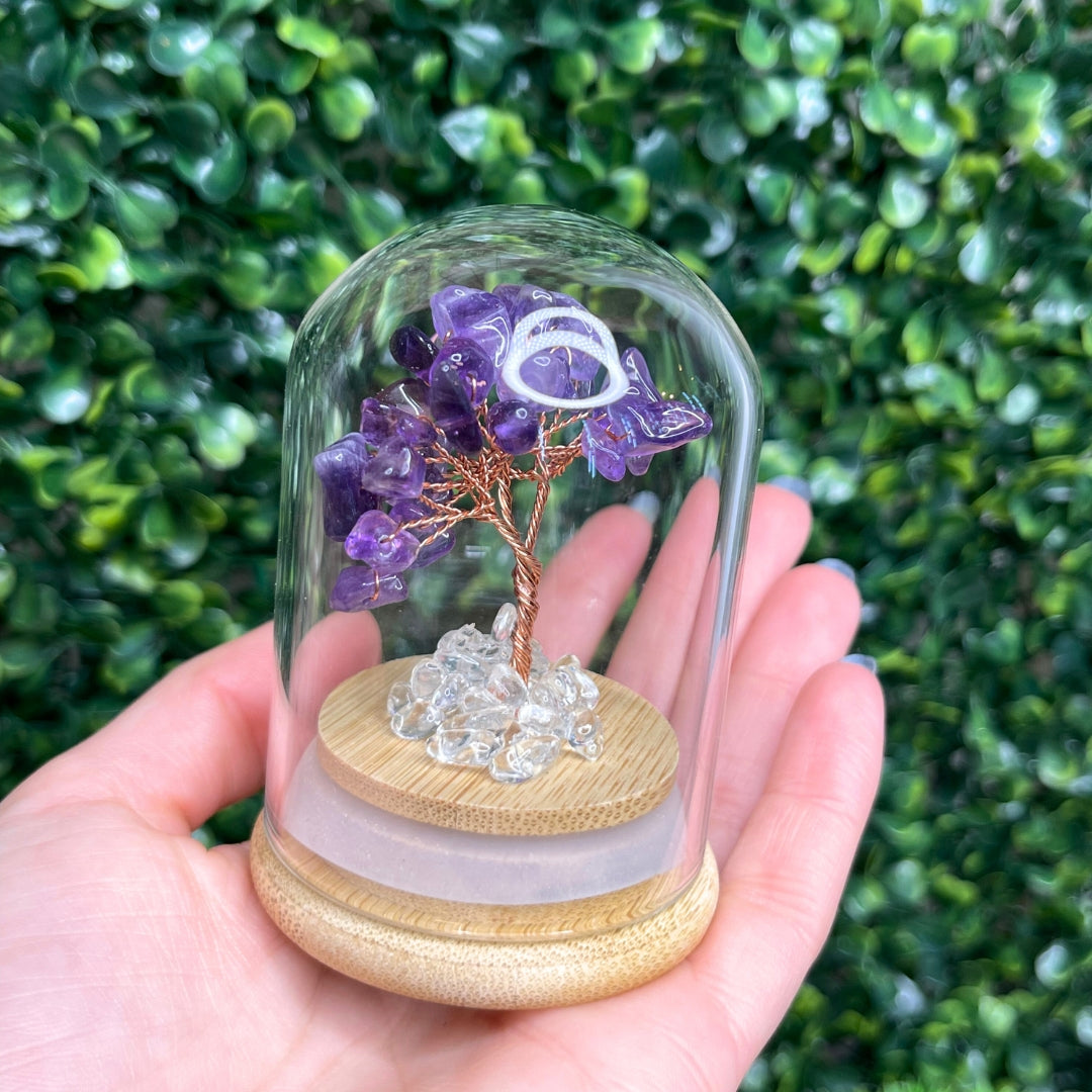 Arbre Chips Améthyste sous cloche