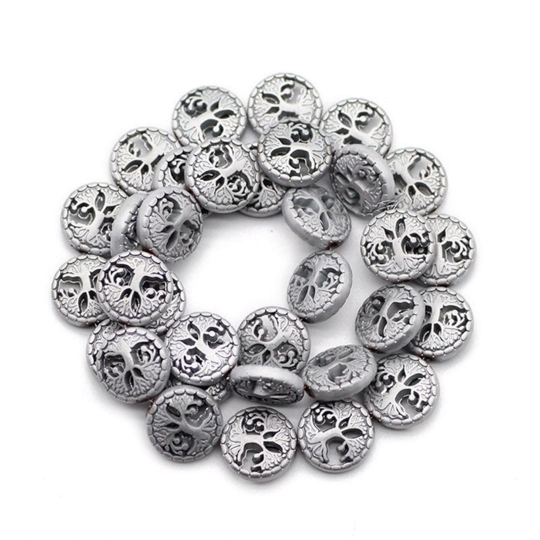 Arbre de vie en hématite - 12mm / Par 5 / Naturelle - Perles