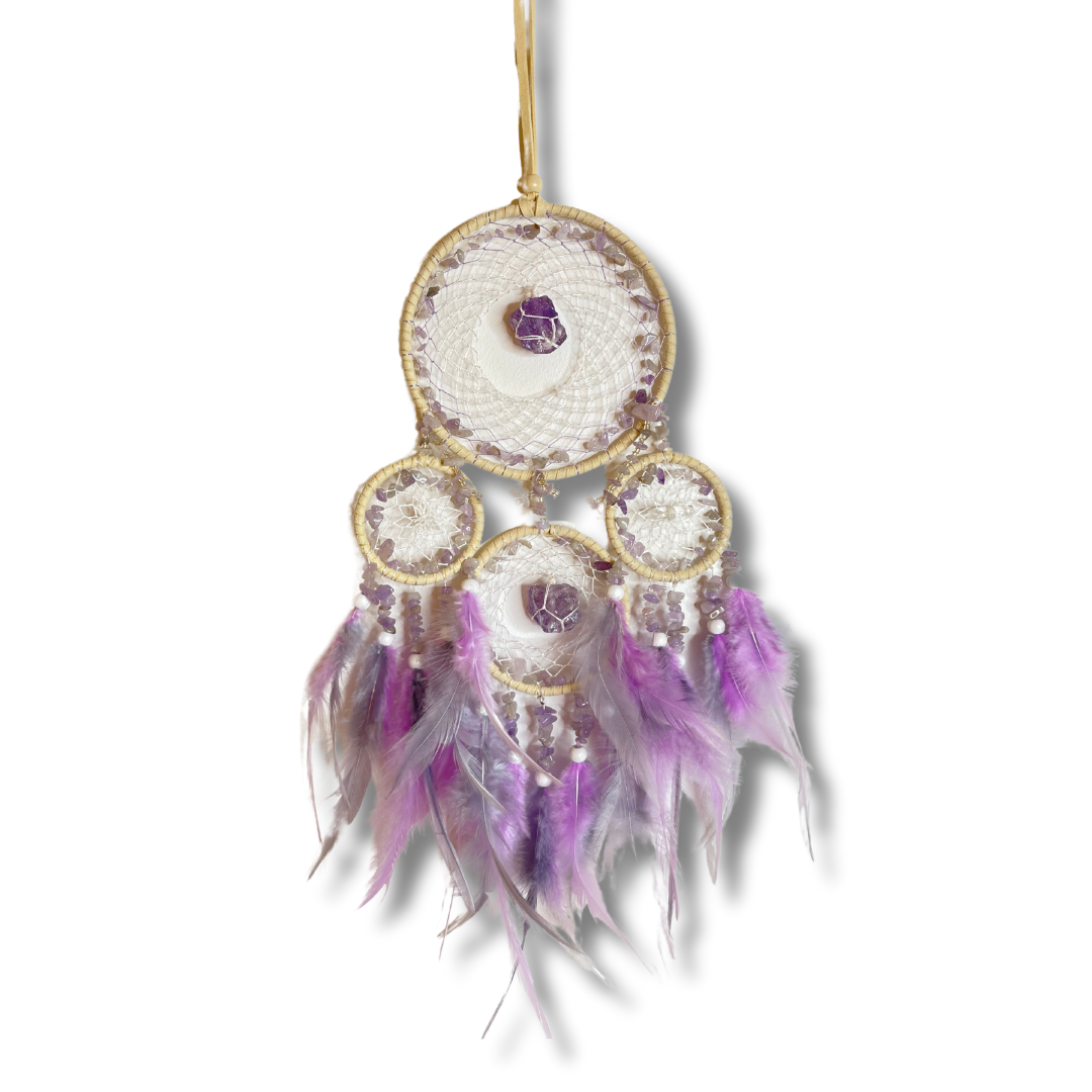Attrape Rêve Améthyste et Cristal de Roche - Perles