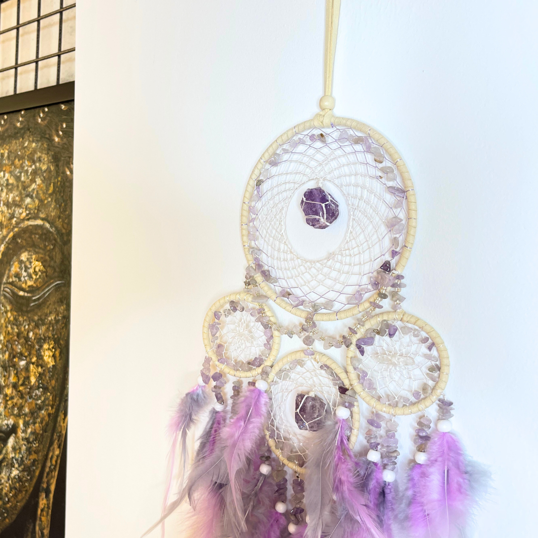 Attrape Rêve Améthyste et Cristal de Roche - Perles