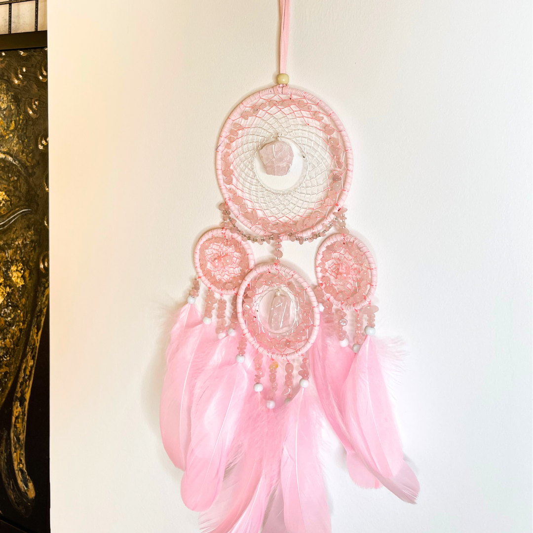 Attrape Rêve Quartz Rose - Perles