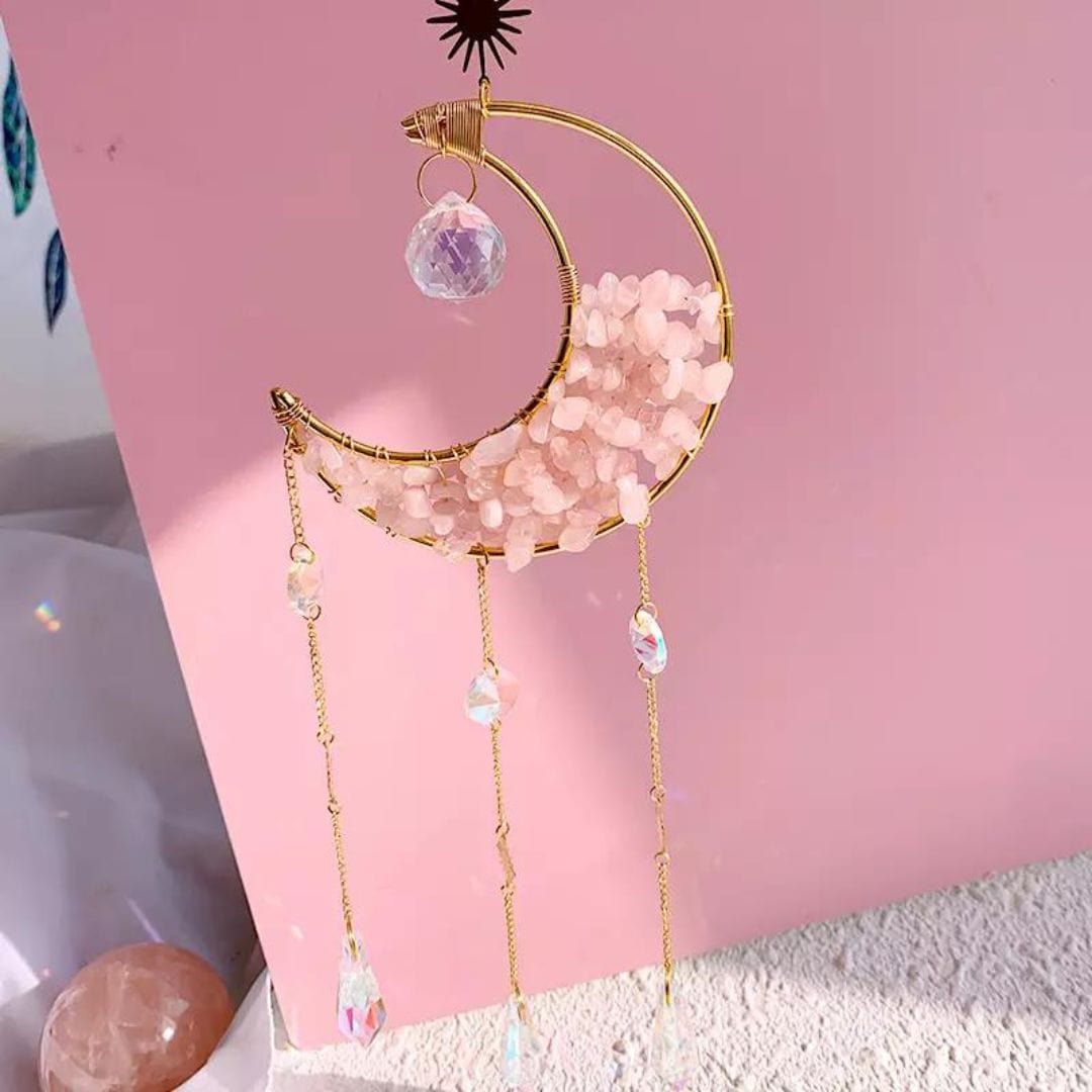 Attrape soleil Lune Quartz rose - decoration