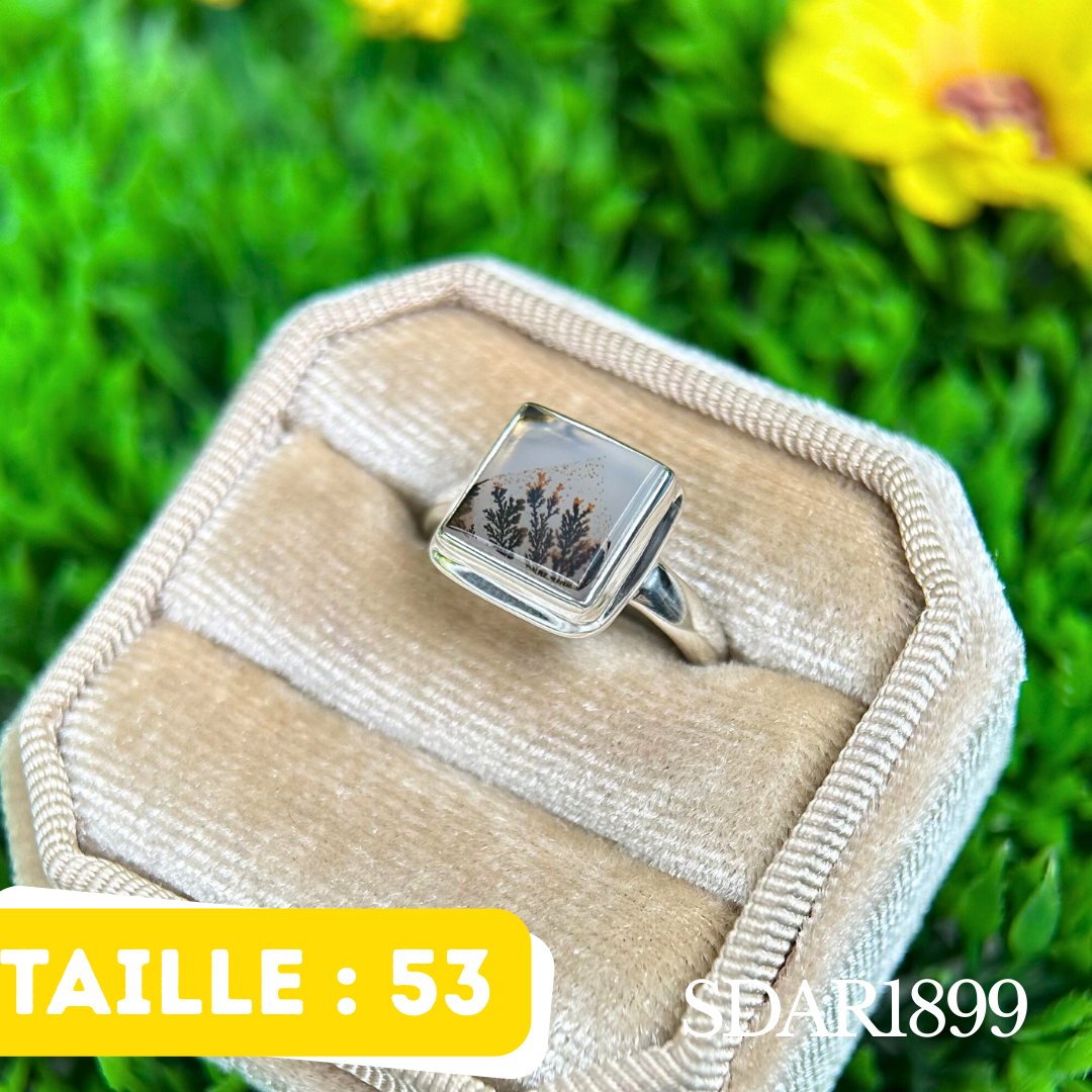 Bague argent Agate dentritique