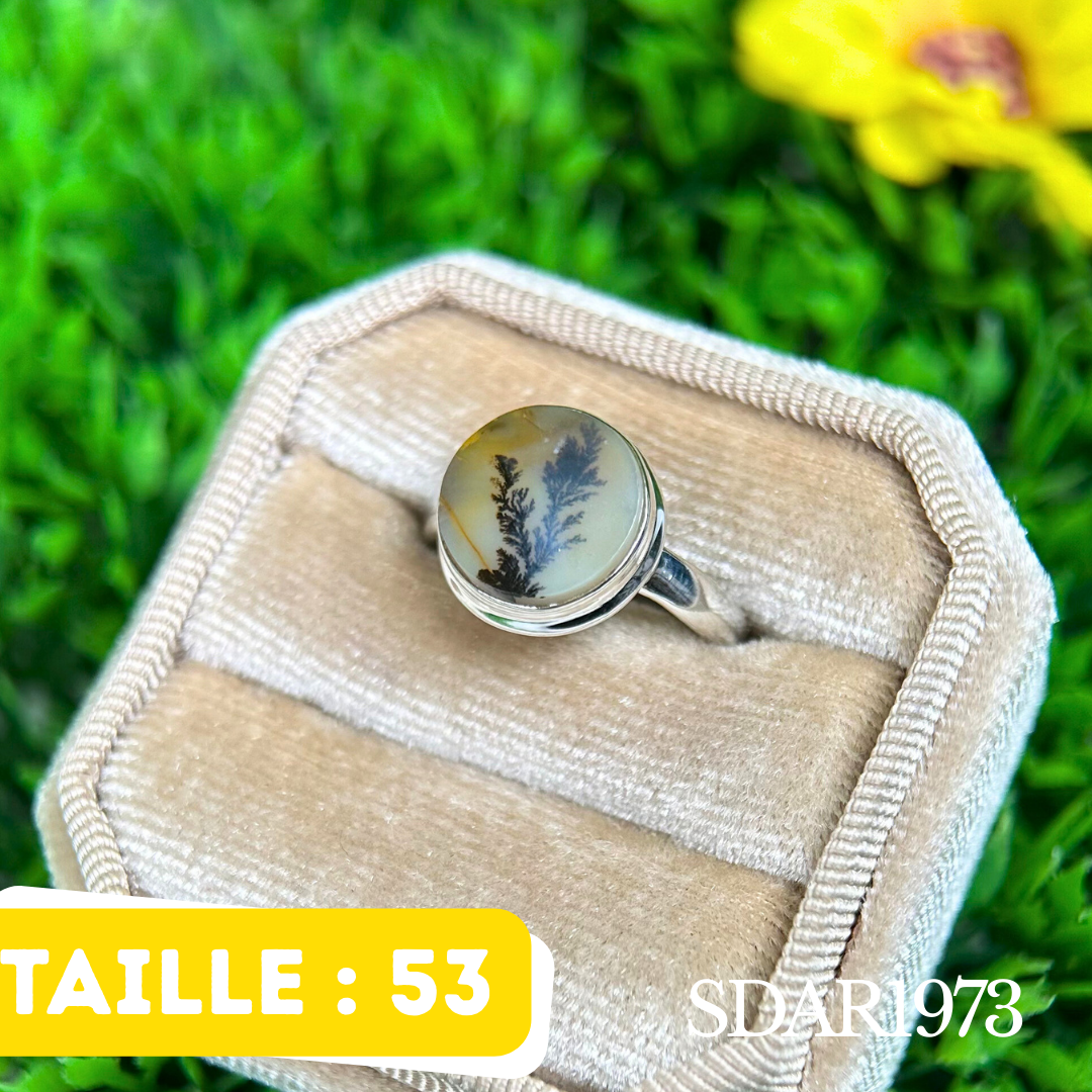 Bague argent Agate dentritique