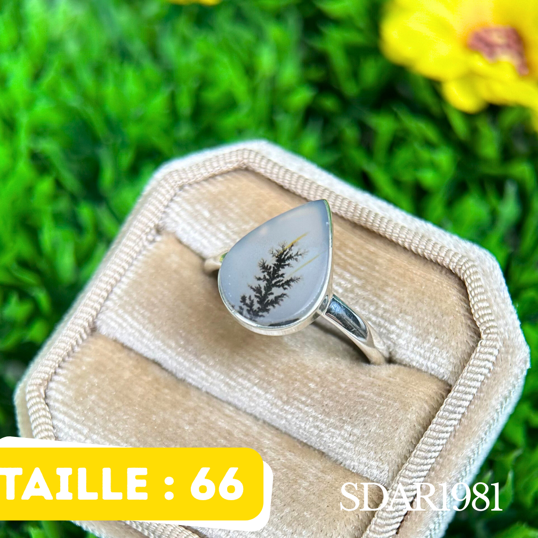 Bague argent Agate dentritique
