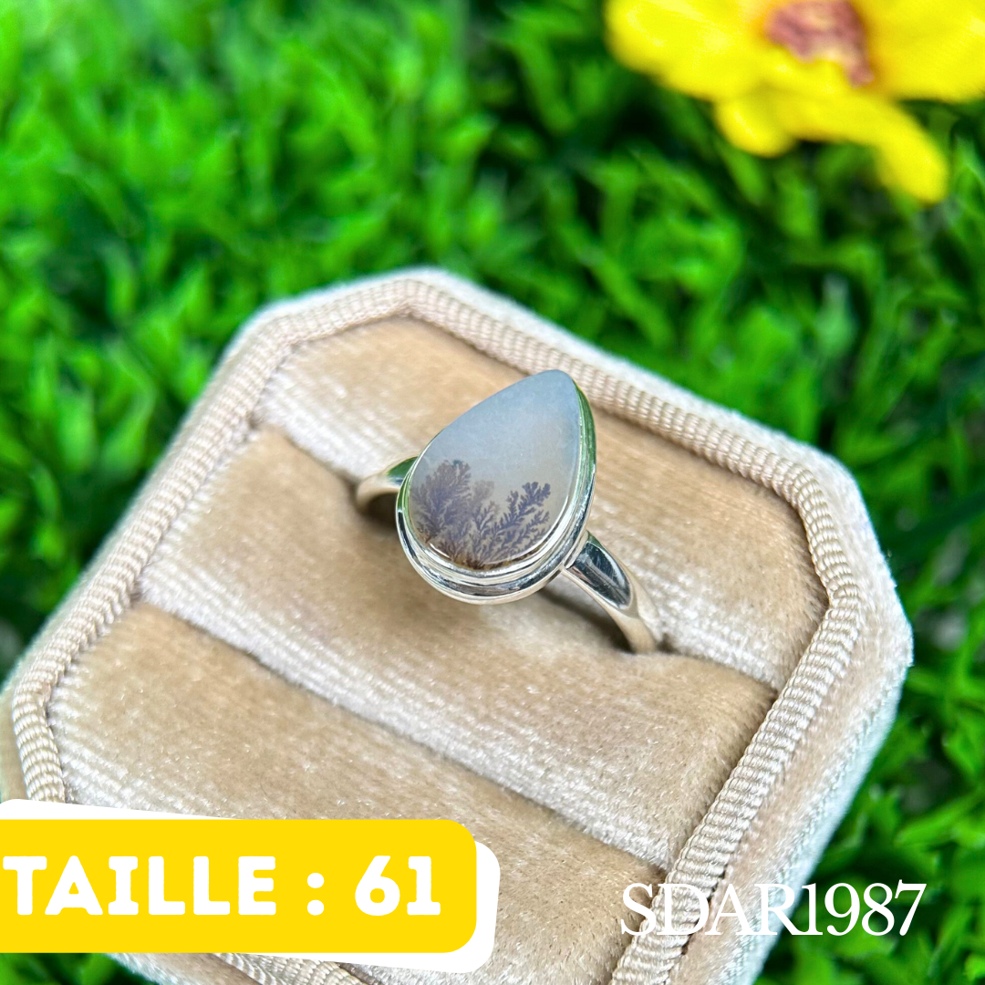 Bague argent Agate dentritique
