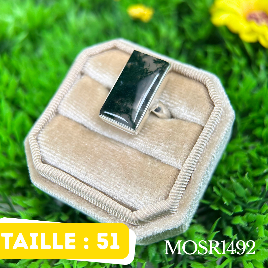 Bague Argent Agate mousse