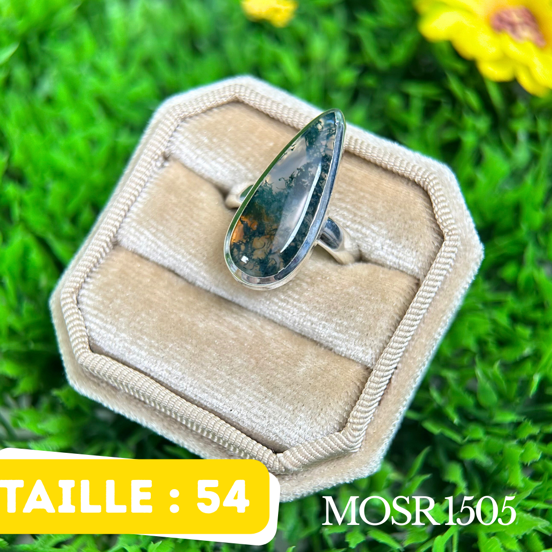 Bague Argent Agate mousse